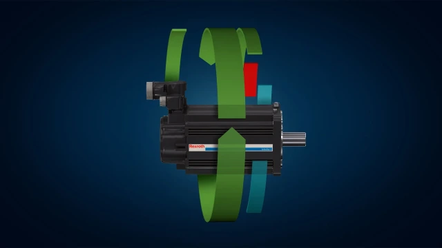 Electrical drive image with green recycle lines wrapped around.