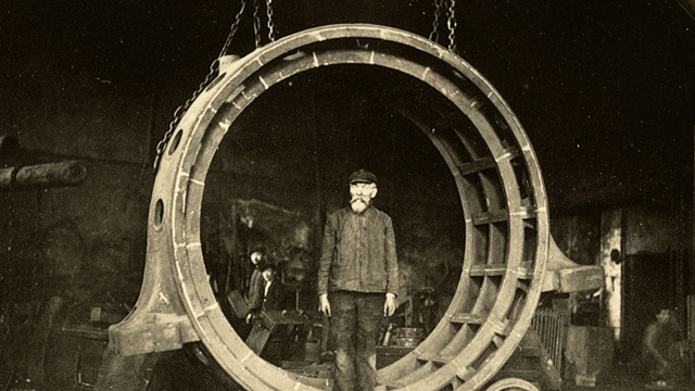 Georg Ludwig Rexroth at the water-powered hammer mill.