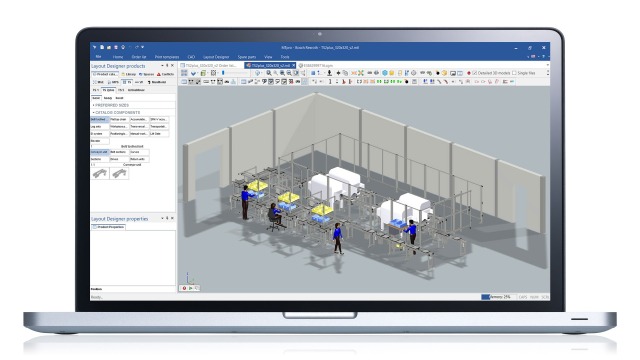 Monitor which shows the LayoutDesigner from the Engineering Software MTpro