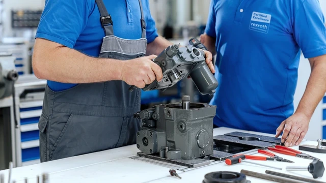 Certified excellence service partner repairing an axial piston unit 